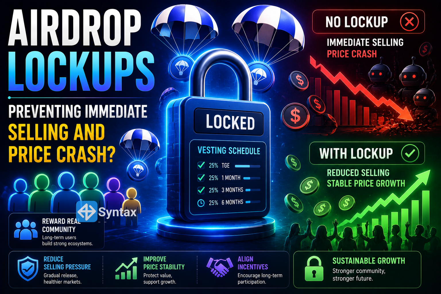 Airdrop Lockups – Preventing Immediate Selling and Price Crash? - Syntax Verse