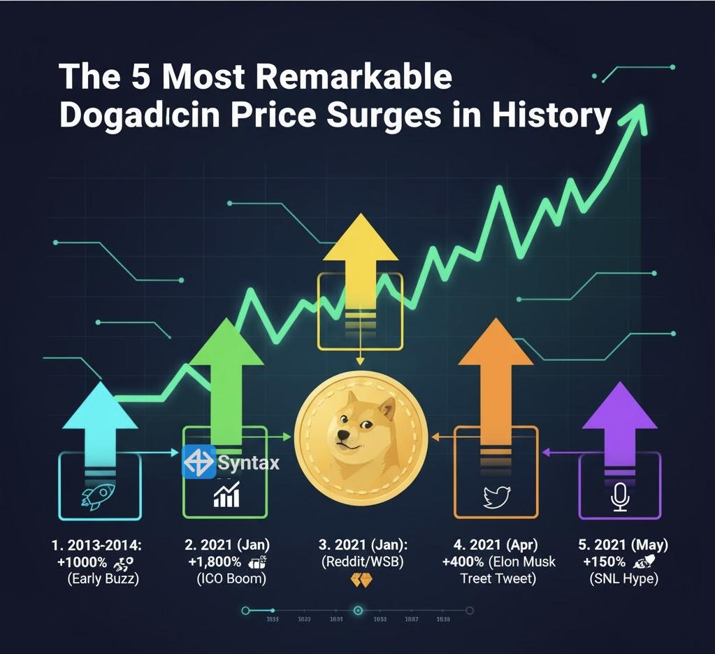 The 5 Most Remarkable Dogecoin Price Surges in History - Syntax Verse
