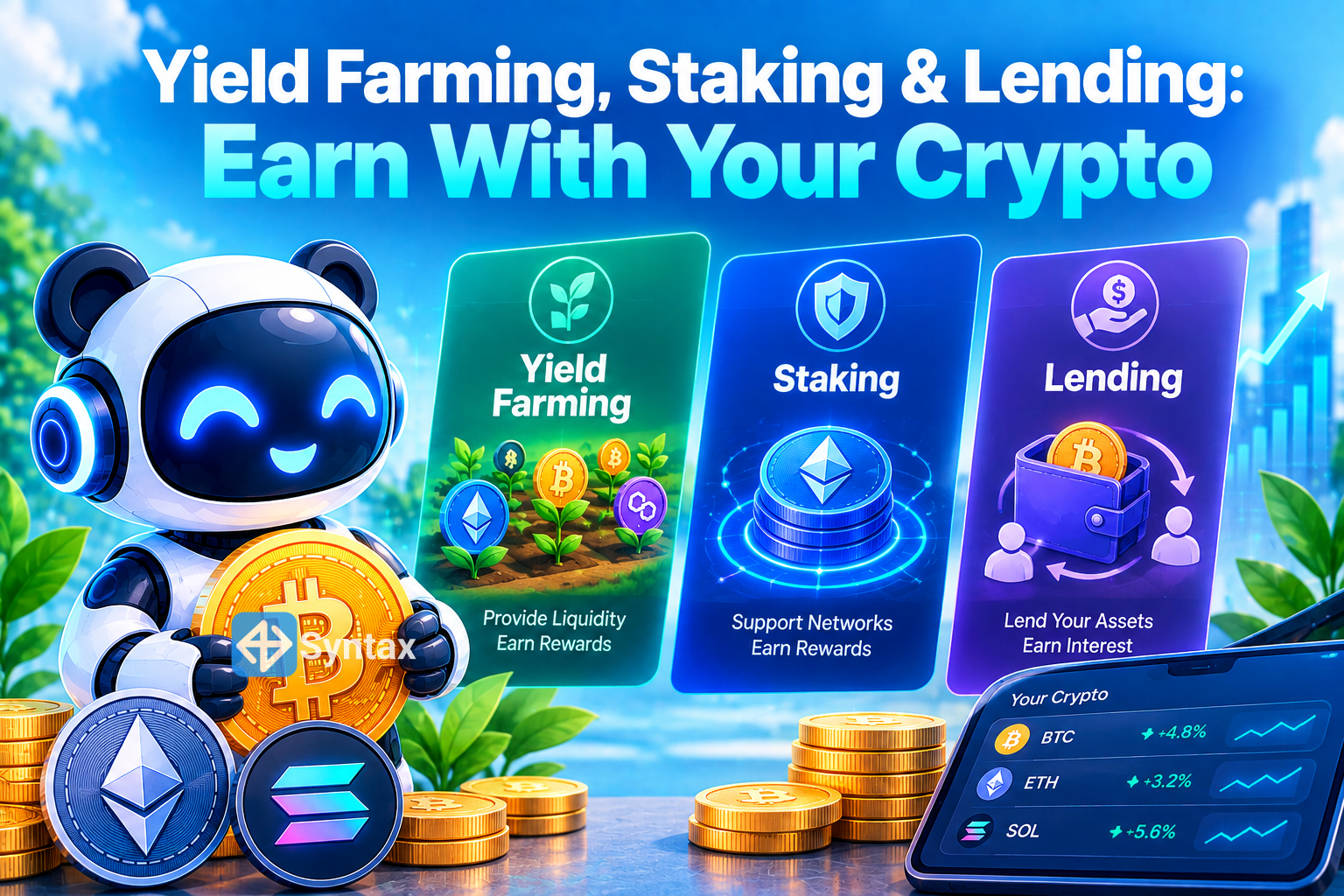 Yield Farming, Staking & Lending: Earn With Your Crypto - Syntax Verse